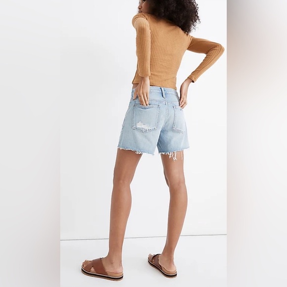 Madewell Relaxed Mid-Length Denim Shorts: Ripped Edition - Picture 5 of 8